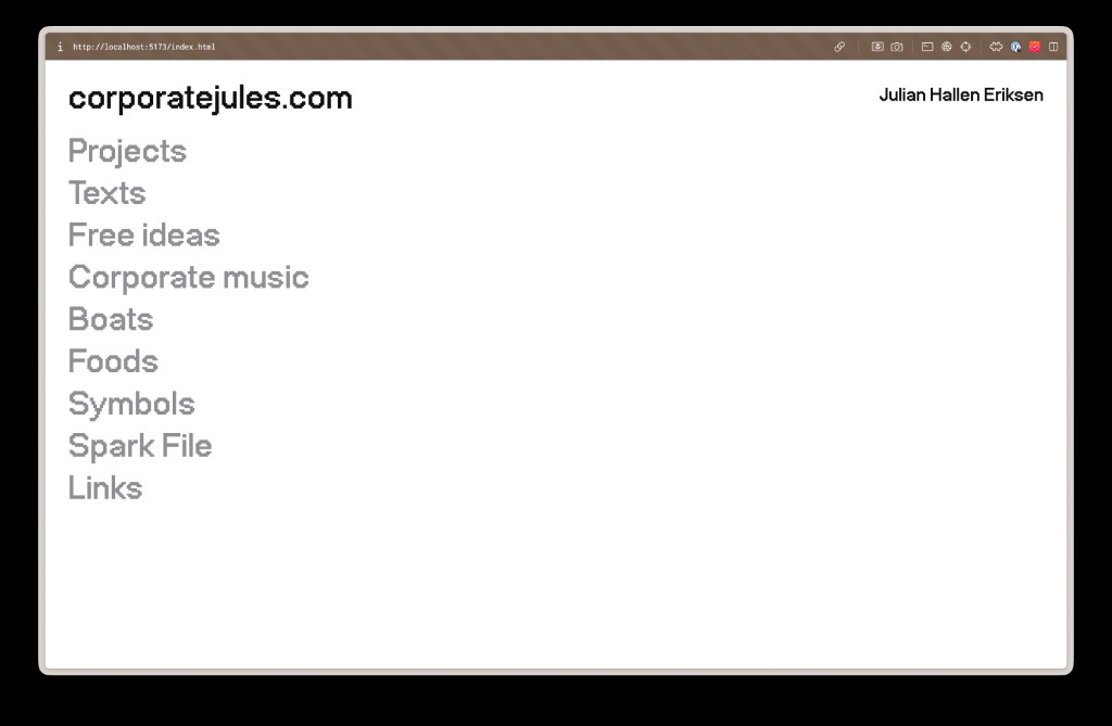 Front page menu