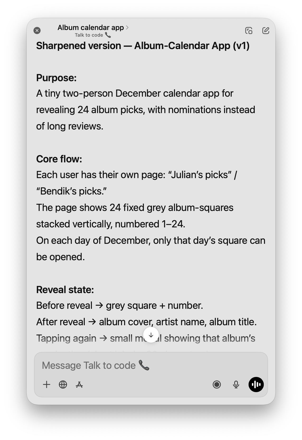 Sharpened version - Album-Calendar App (v1)
